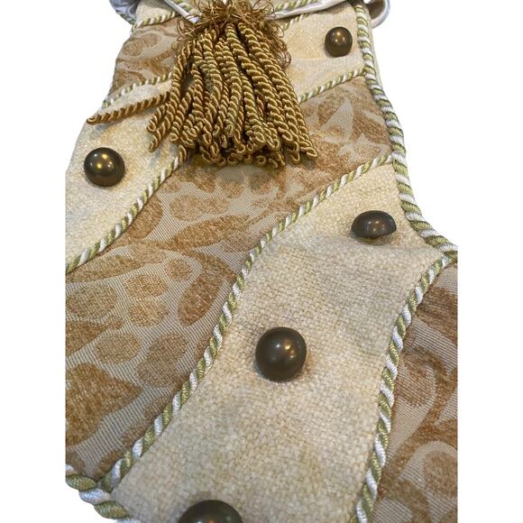 Victorian Gold Fringe Buttons Stocking Christmas Holiday Victoria Large - Picture 2 of 8